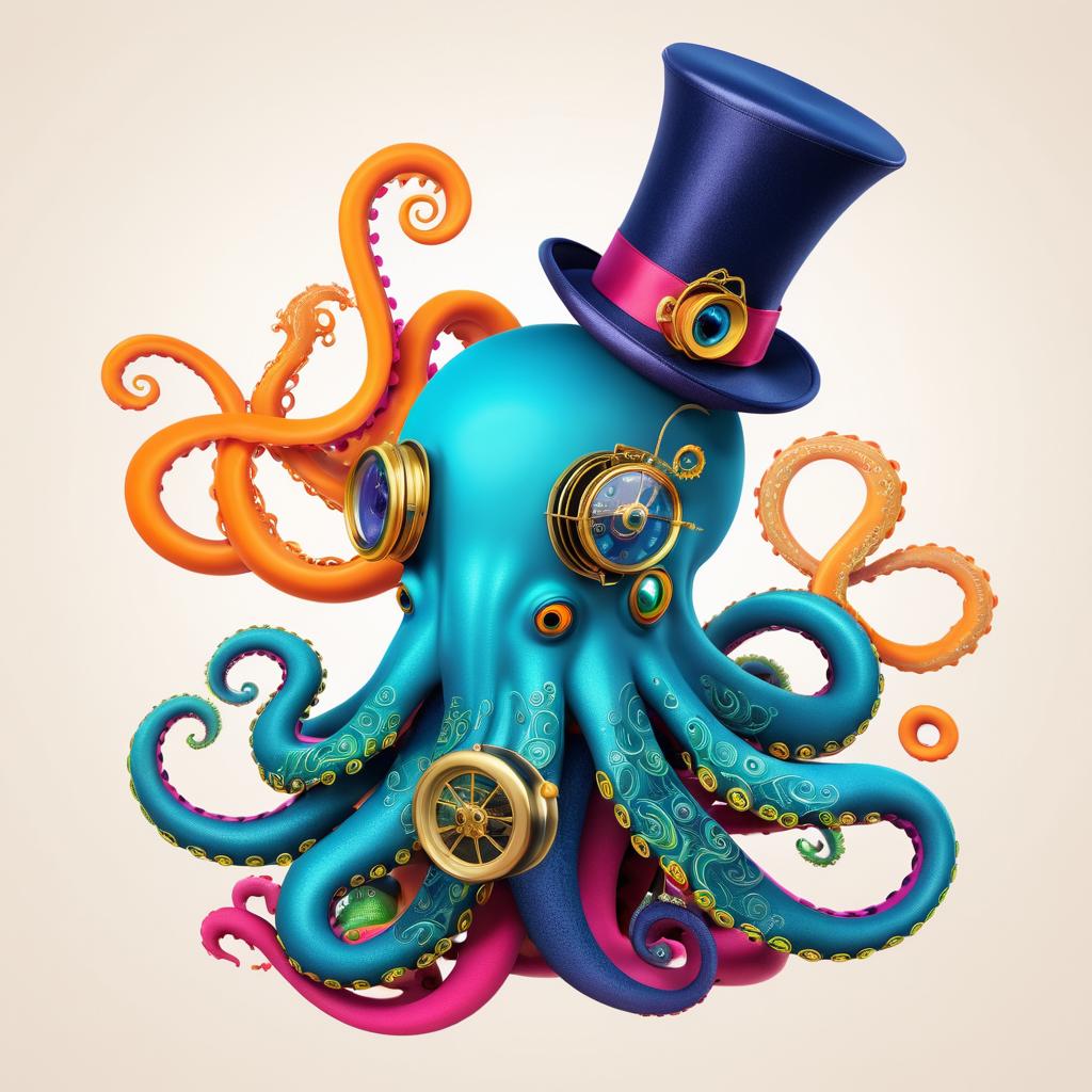 Whimsical Octopus in Top Hat Art