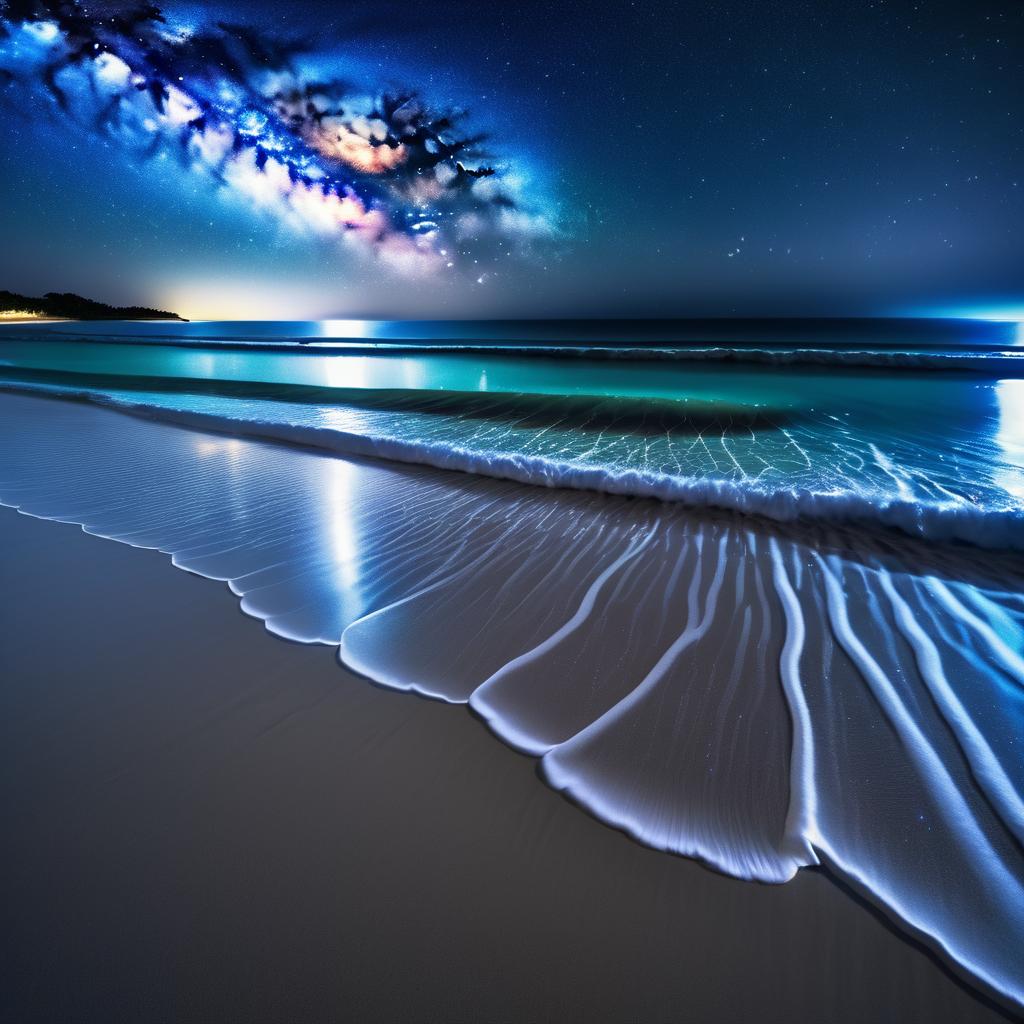 Starry Night Over Secluded Beach Scene