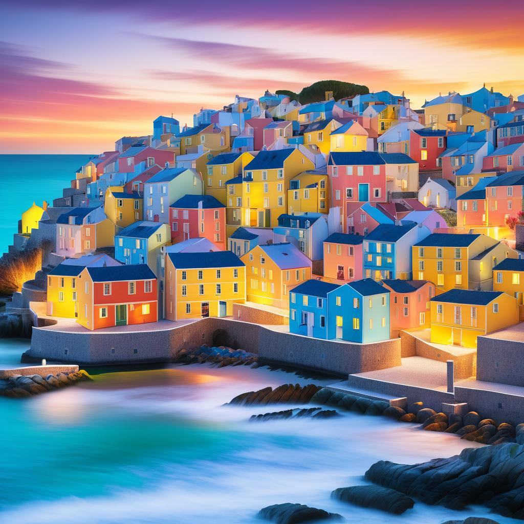 Charming Coastal Village at Sunset