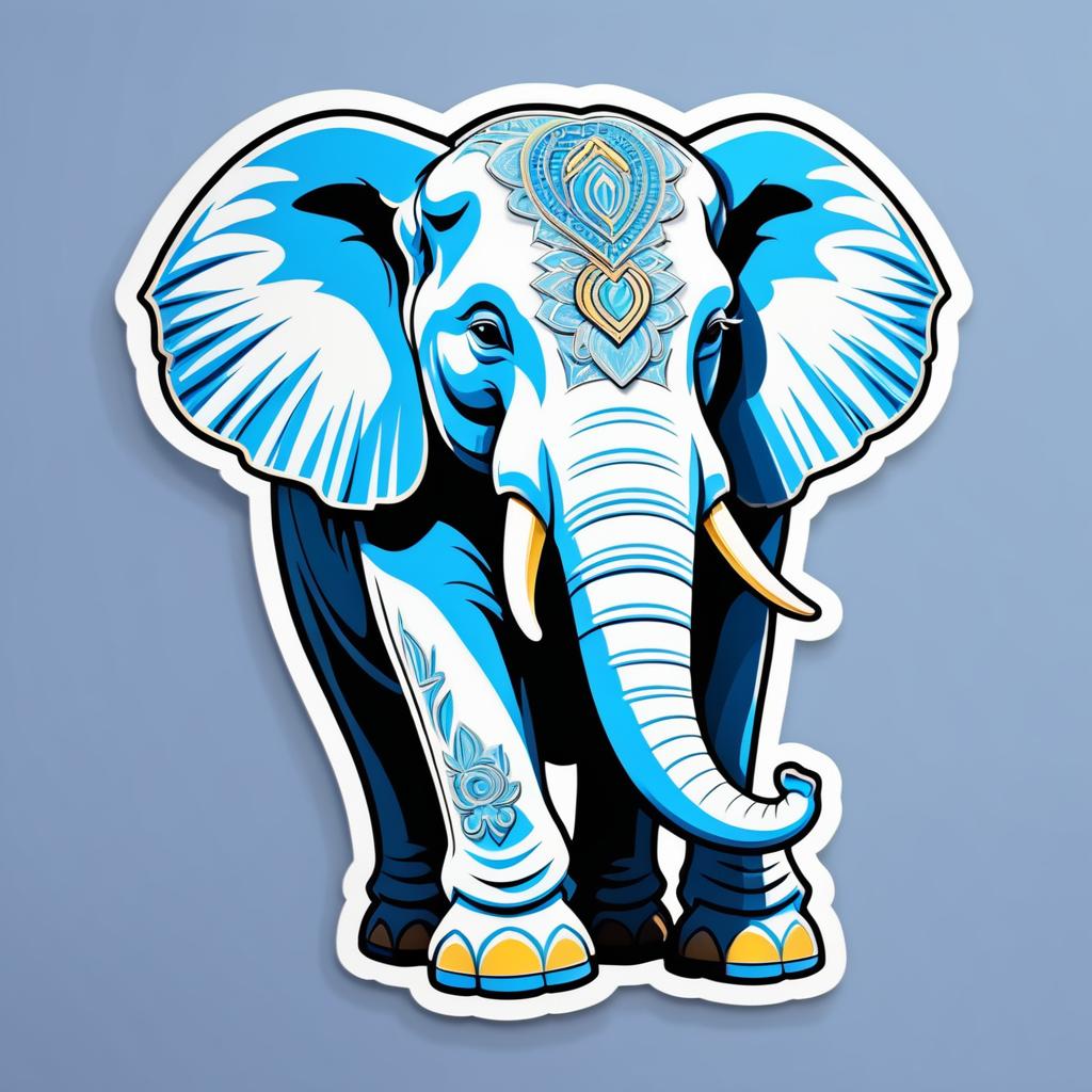 Majestic Cartoon Elephant Die-Cut Sticker