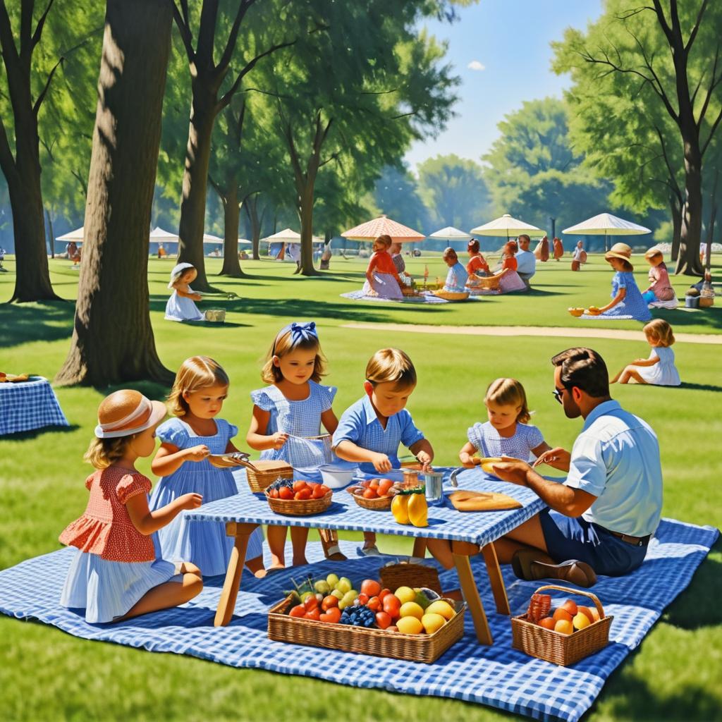 Realistic Family Picnic Artworks Collection