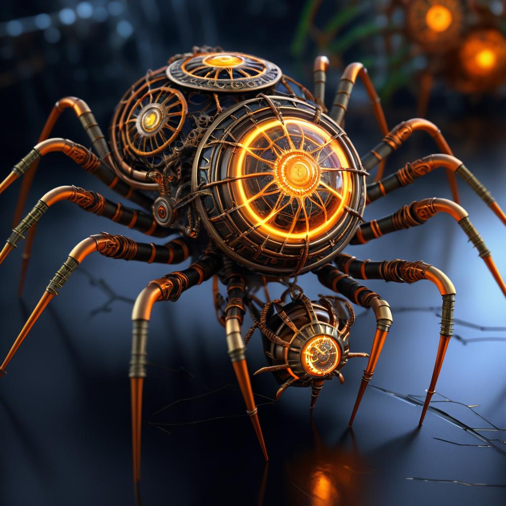 Hyperrealistic Steampunk Spider Art