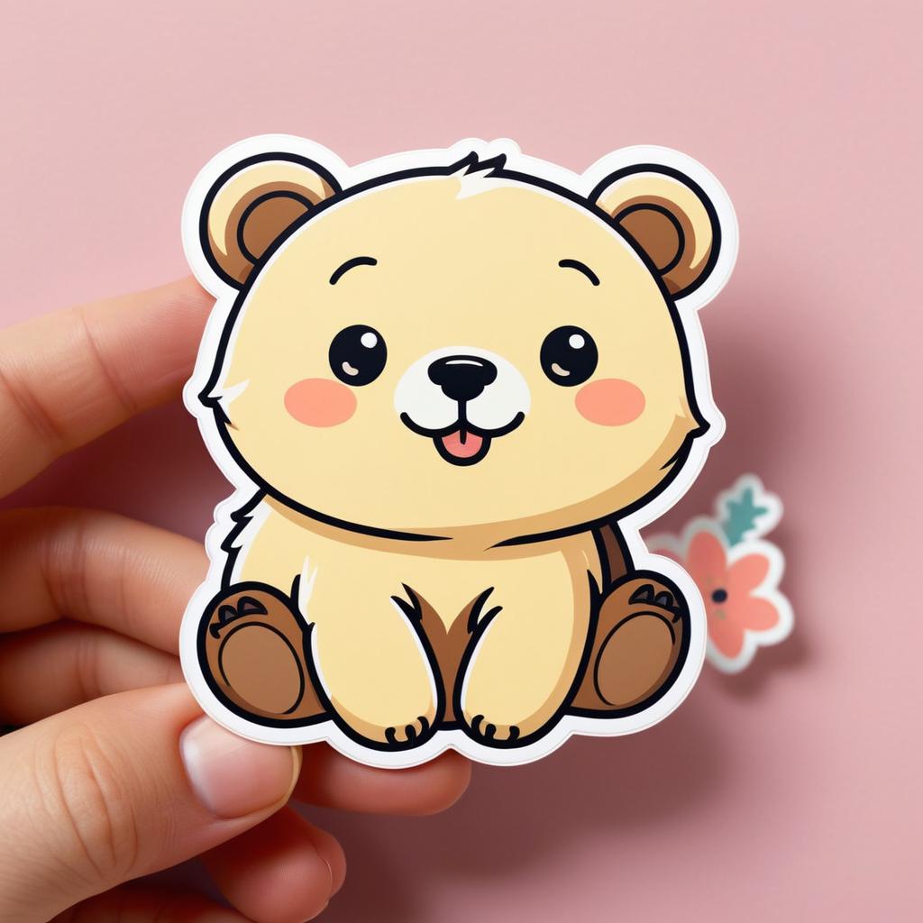 Adorable Cute Bear Sticker Design