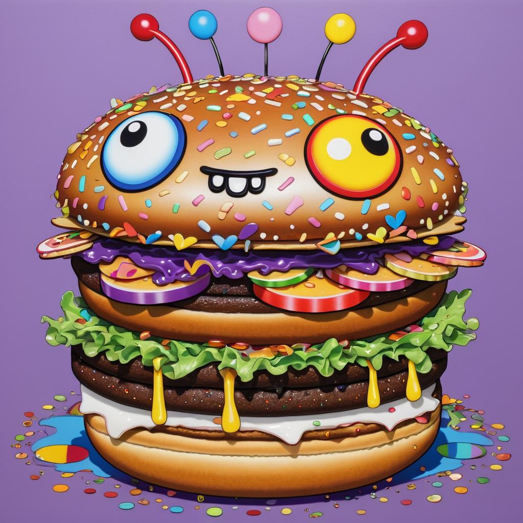 Whimsical Hamburger with Butterfly Wings