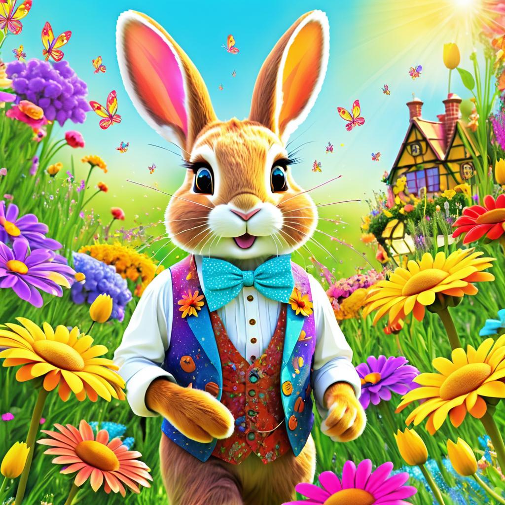 Charming Rabbit in a Vibrant Garden