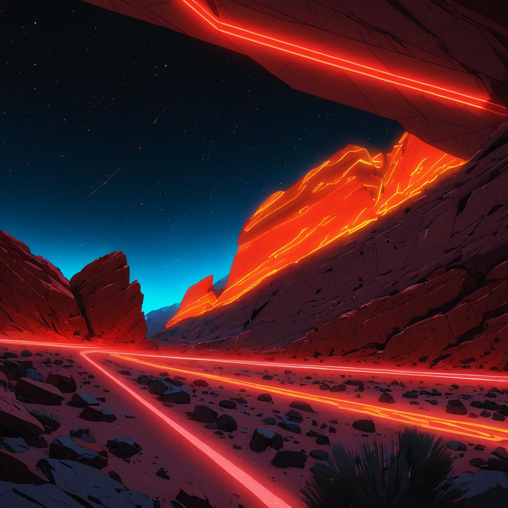 Futuristic Nighttime in Red Rock Canyon