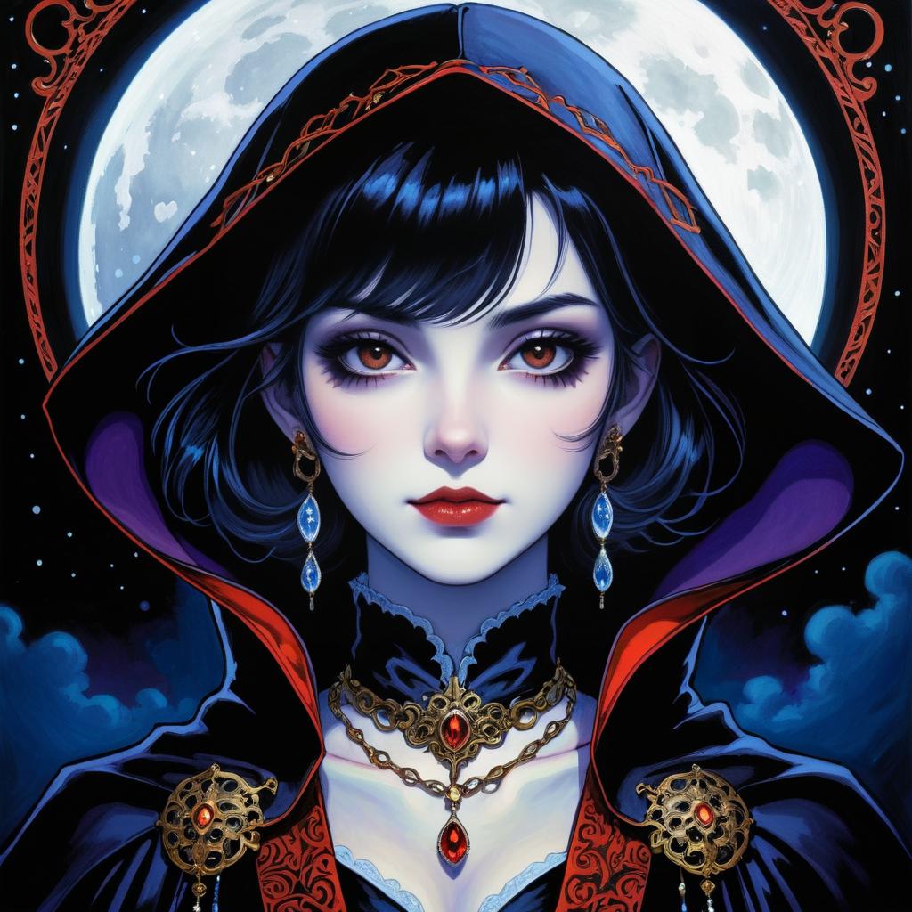 Moonlit Gothic Vampire Girl Artwork