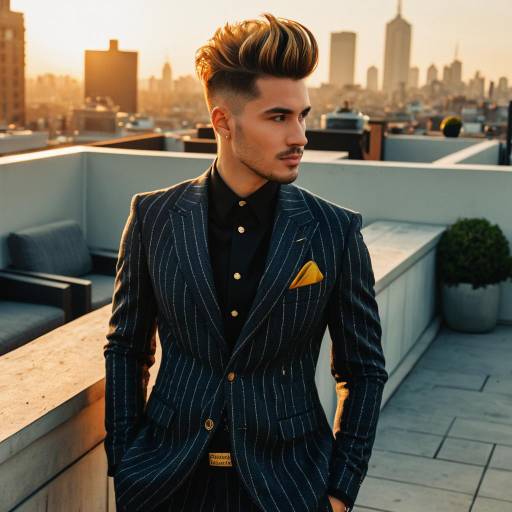 Stylish Male Model with Pompadour Fade