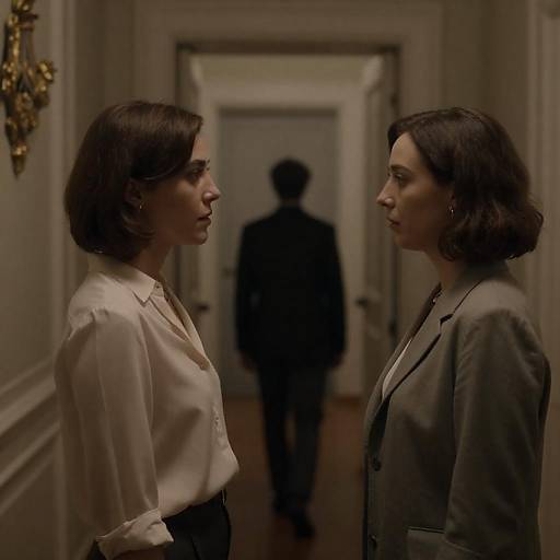 Intense Encounter in Elegant Hallway