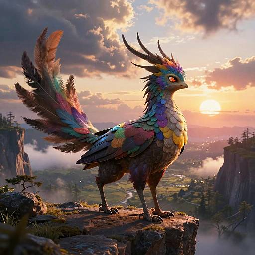 Feathertail on Cliff at Sunset