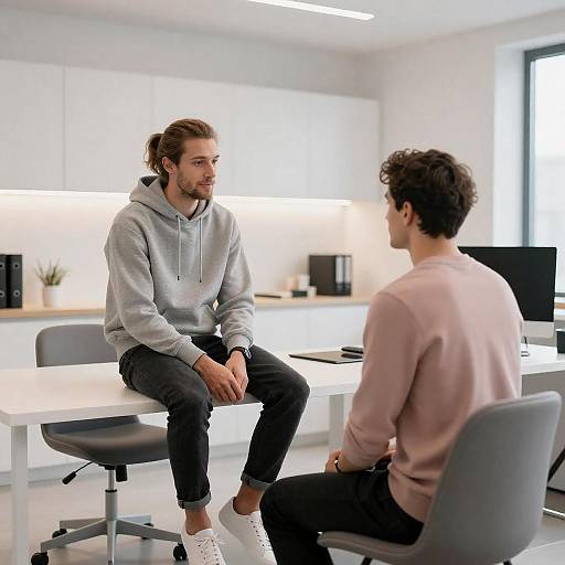 Casual Conversation in Bright Room