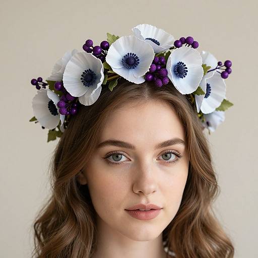 Woman Wearing Silk Floral Crown