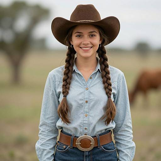 Prairie Pioneer Girl in Cowboy Hat