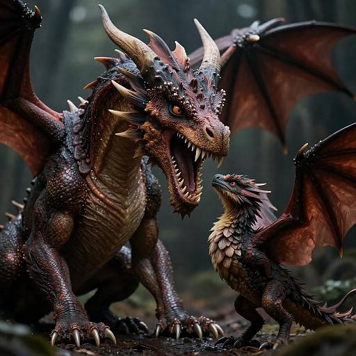 Intense Dragon and Winged Creature Encounter