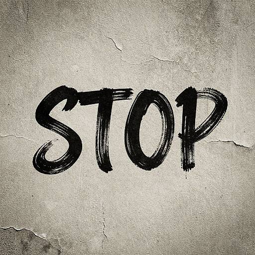 Grainy, textured wall with bold, black, brush-stroke 