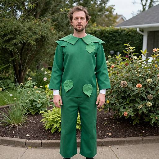 Man in Homemade Poison Ivy Costume