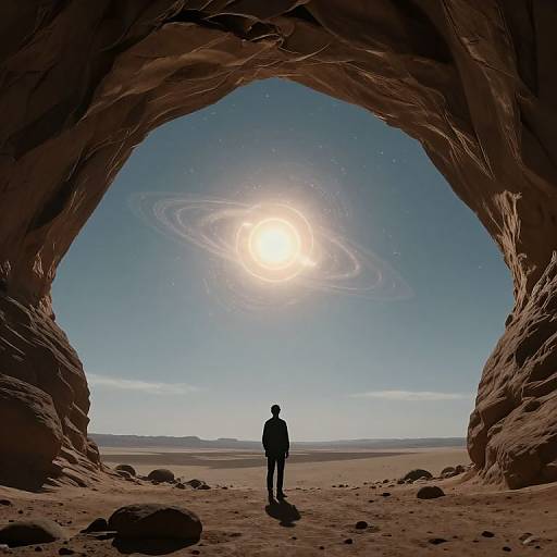 Lone Figure Gazing at Celestial Body