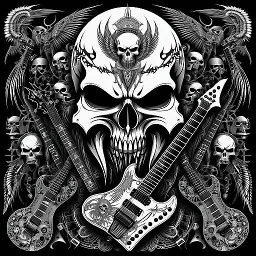 Engraved Angry Skull of Rock Instruments