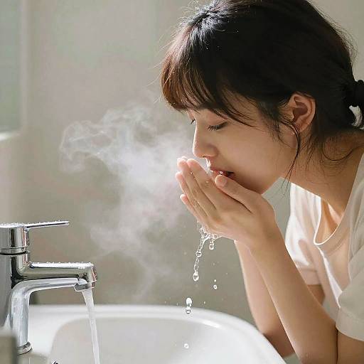 Morning Gargling by Bathroom Sink