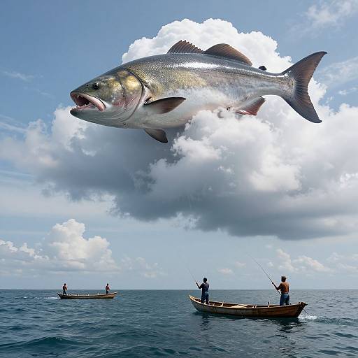 Sky-Ocean Fishermen Catching Giant Fish