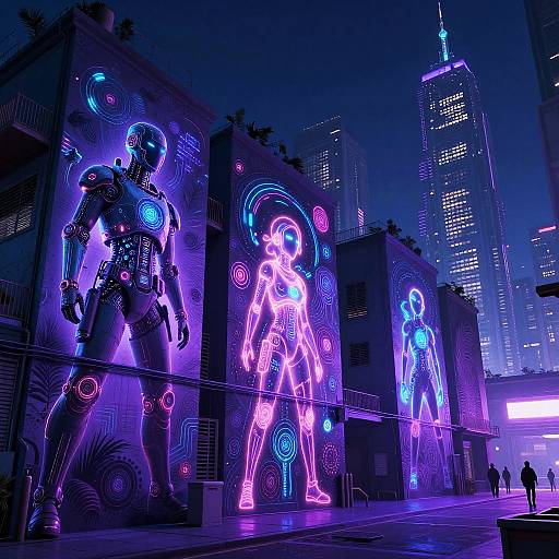 Neon AI Street Art Cityscape