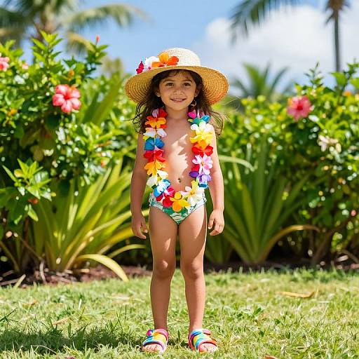 Joyful Girl in Tropical Garden