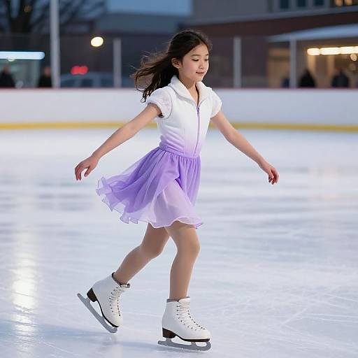Youthful Girl Skating in Pastel Dress