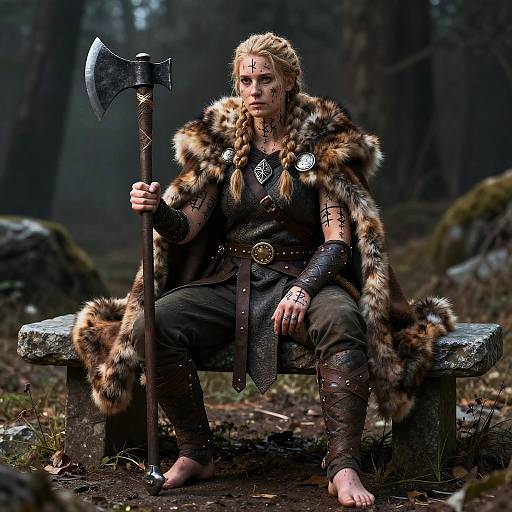 Nordic Shieldmaiden with Battle Axe