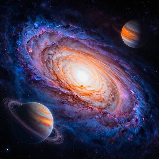 Vibrant Cosmic Scene with Planets