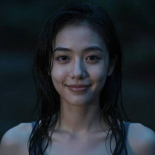 Moody Portrait of a Woman in Blue Light