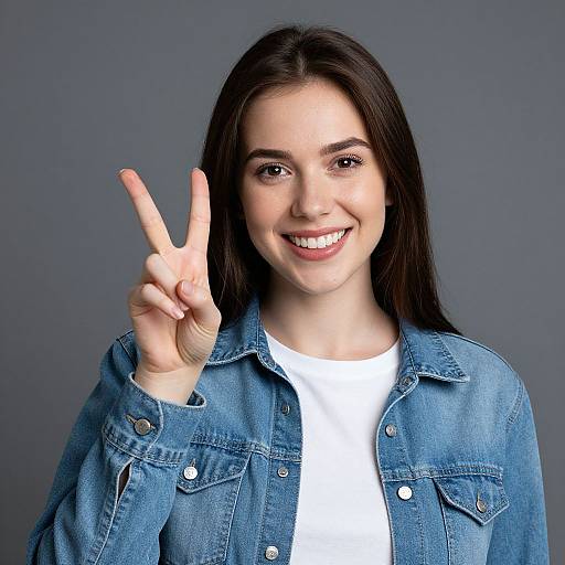 Woman Showing Peace Sign Pose