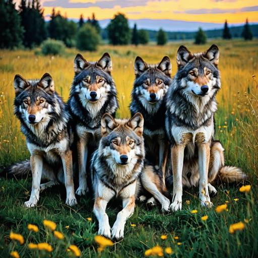 Impressionist Scene of Wild Wolves at Dusk Impressionist Scene of Wild Wolves at Dusk