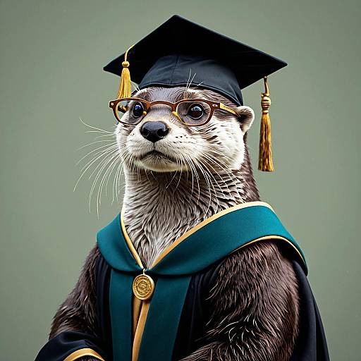 Scholarly Otter in Graduation Attire