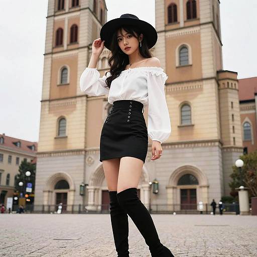 Tokyopop Style Woman by Historic Church