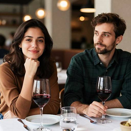 Candid Couple Dining at a Restaurant