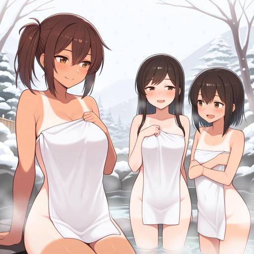 Winter Onsen Adventure with Kancolle Characters