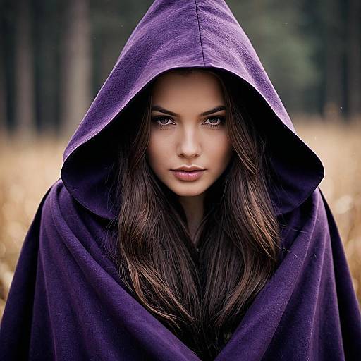 Woman in Purple Hooded Cloak