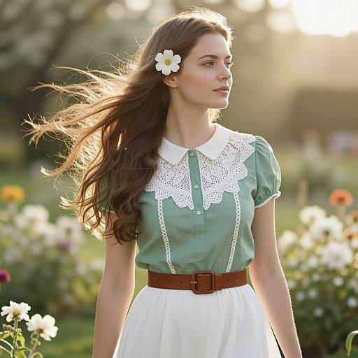 Serene Woman in Sunlit Garden