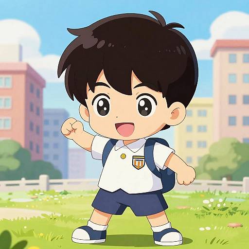 Anime Boy with Shiny Bowl Cut