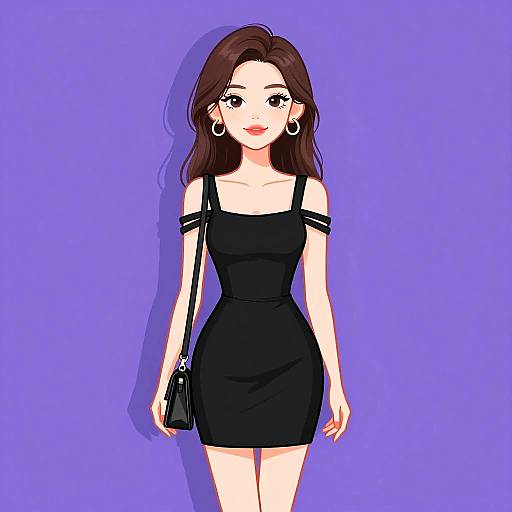 Chic Woman in Black Bodycon Dress