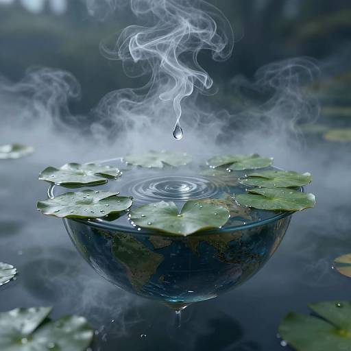 Giant Water Drop with Floating Lily-Pads