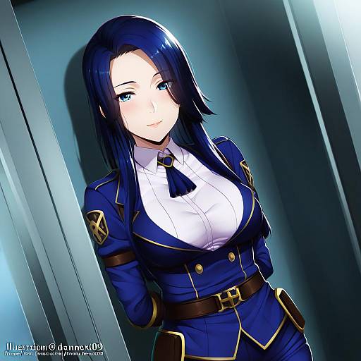 Illustration of Arcane caitlyn, league of legends in the style of Dannex009