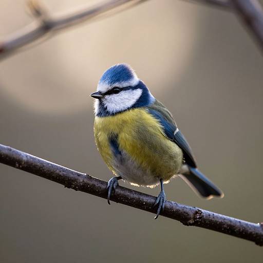 Realistic Blue Tit on Cherry Branch