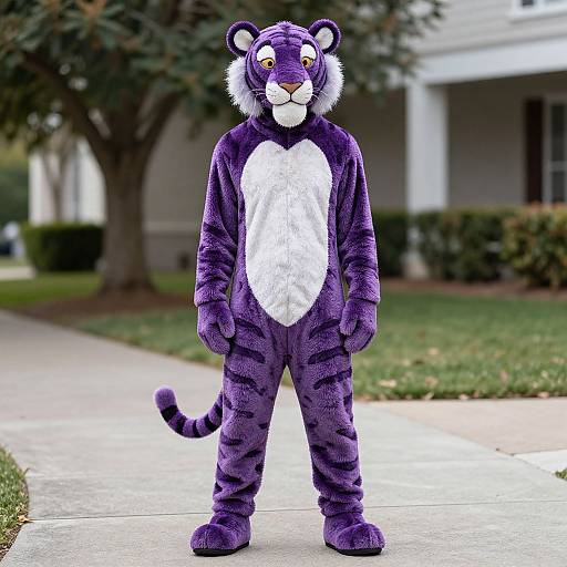 Purple Tigress Costume on Sidewalk