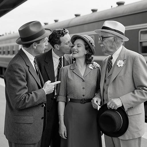 1930s Style Group at Train Station