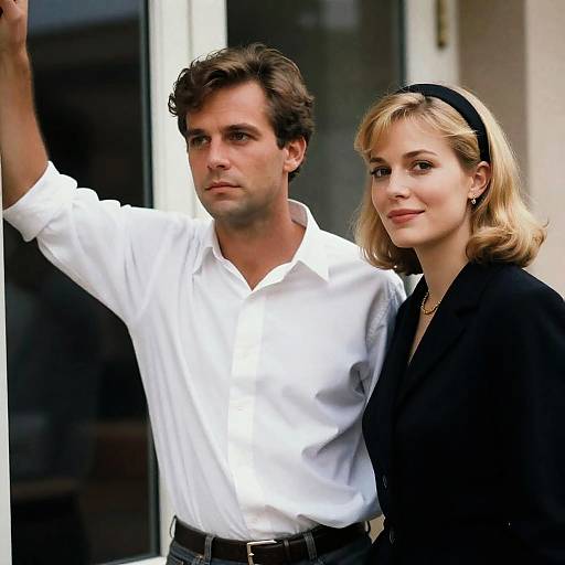 Vintage Couple Portrait by Glass Door