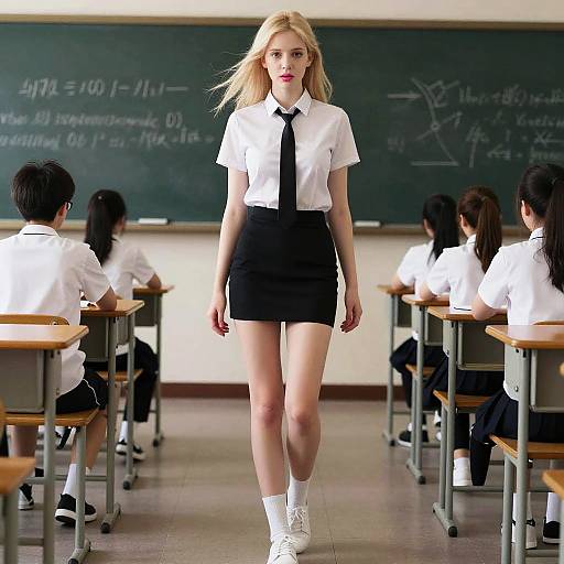 Photorealistic Blonde Schoolgirl Portrait
