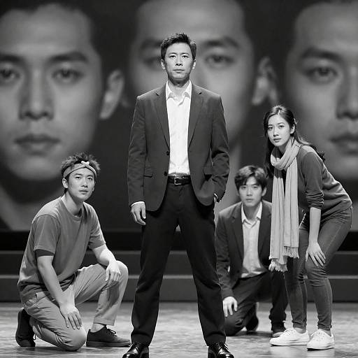 Expressive Black-and-White Stage Portrait