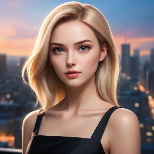 Blonde woman portrait at sunset