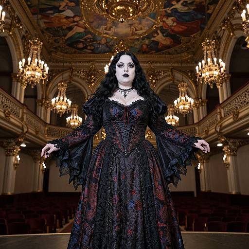 Gothic Plus-Size Woman at Candlelit Ball